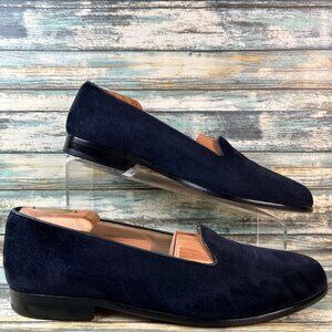 Mezlan Loafers Mens Size 10 Navy Blue Suede Handmade Dress Shoes Business Formal